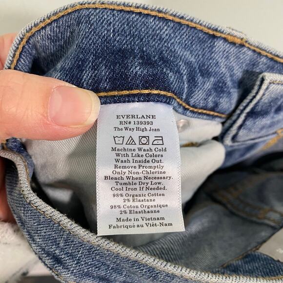 Everlane Women Blue Organic Cotton Straight Leg The Way High Jean Size 28 R - Picture 5 of 8